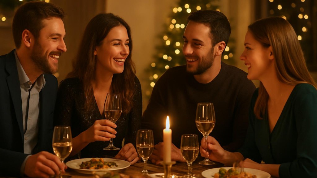 Gruppo di adulti in contesto sociale per Capodanno
